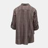 Gray Plaid Asymmetrical 3/4 Sleeve Shirt Women PLEASE