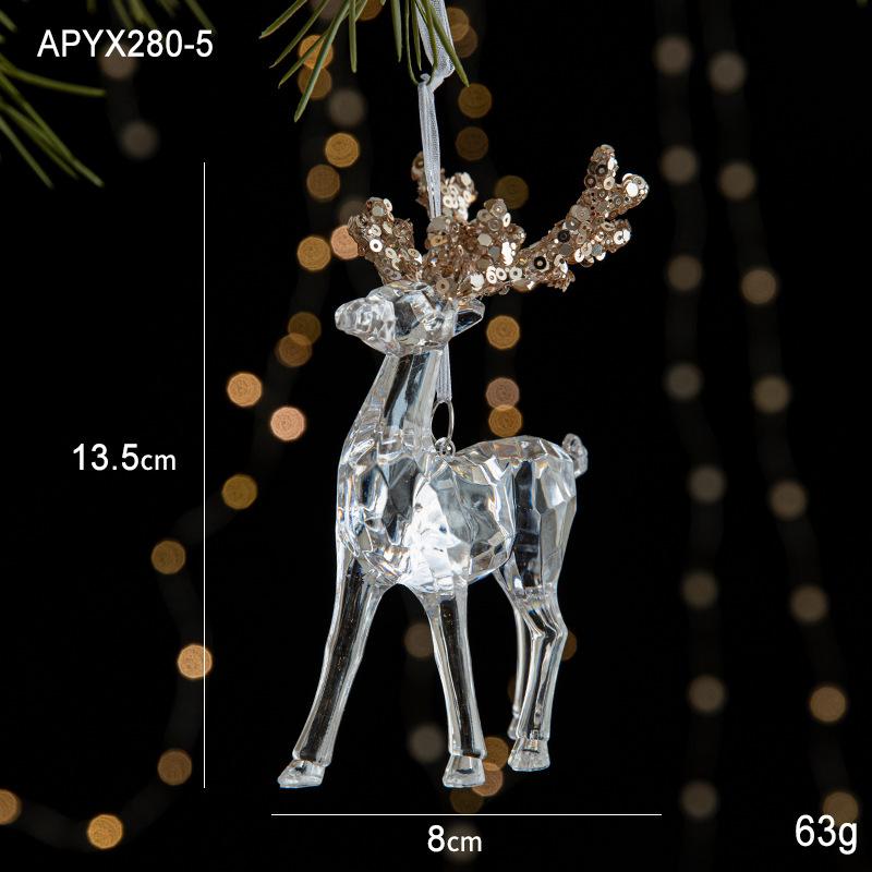 New Christmas Decoration Glitter Acrylic Ornament Transparent Snowflake Pendant for Xmas Tree Scene Decor Happy New Yeart