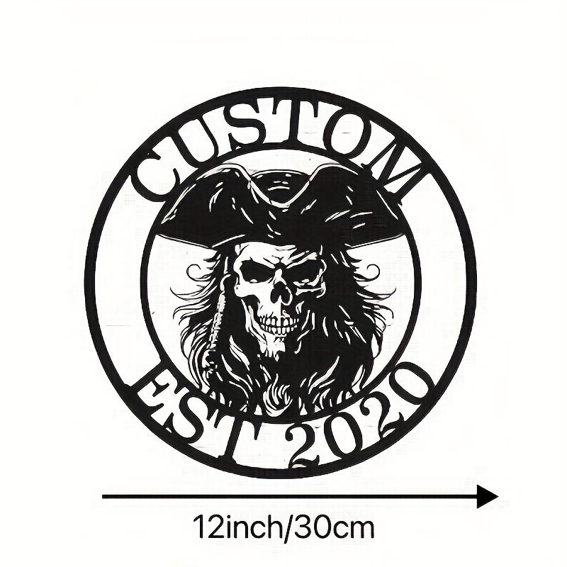 

Pirate Skull Metal Wall Art Custom Home Decor Sign Sculpture Garden Plaque