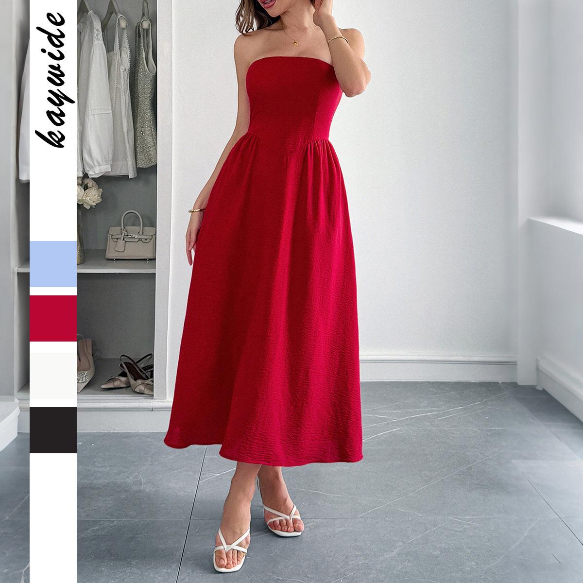 

Elegant Strapless A-line Long Dress for Women s Wear In Summer 2025 XL білий