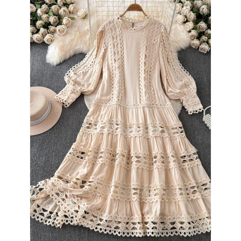 Vintage Court Style Summer New Arrival Embroider Dress