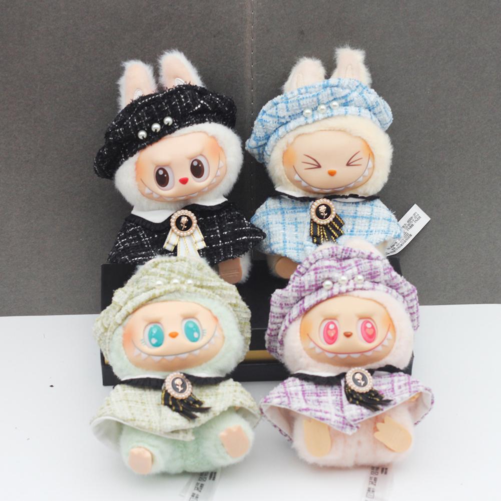 For 17cm Labubu Doll Clothes Fashion Clothes Hat Cape Doll Clothes Color Match Hoodies Dolls Accessories Cute Decoration Little Clothes