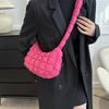 Women Quilted Pleated Nylon Puffy Cloud Bucket Bag Casual Shoulder Hobo Tote Handbag