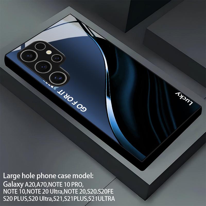 Blue Tone Curved Pattern 2D Phone Case for Samsung S26 S25 S24 S23 S22 S21 S20 A56 A36 A16 Tempered Glass Protective Cover