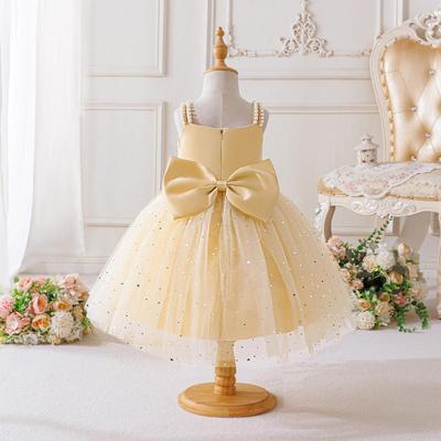 New Sleeveless Puffy Princess Dress: Sequin Tulle Flower Girl Gown for Birthday Parties