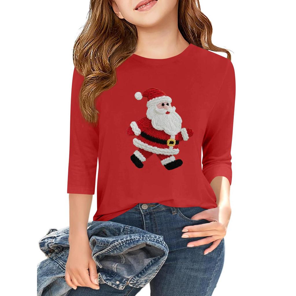 Children's 3/4 Sleeve Independence Day Printed Round Neck Casual T-shirt