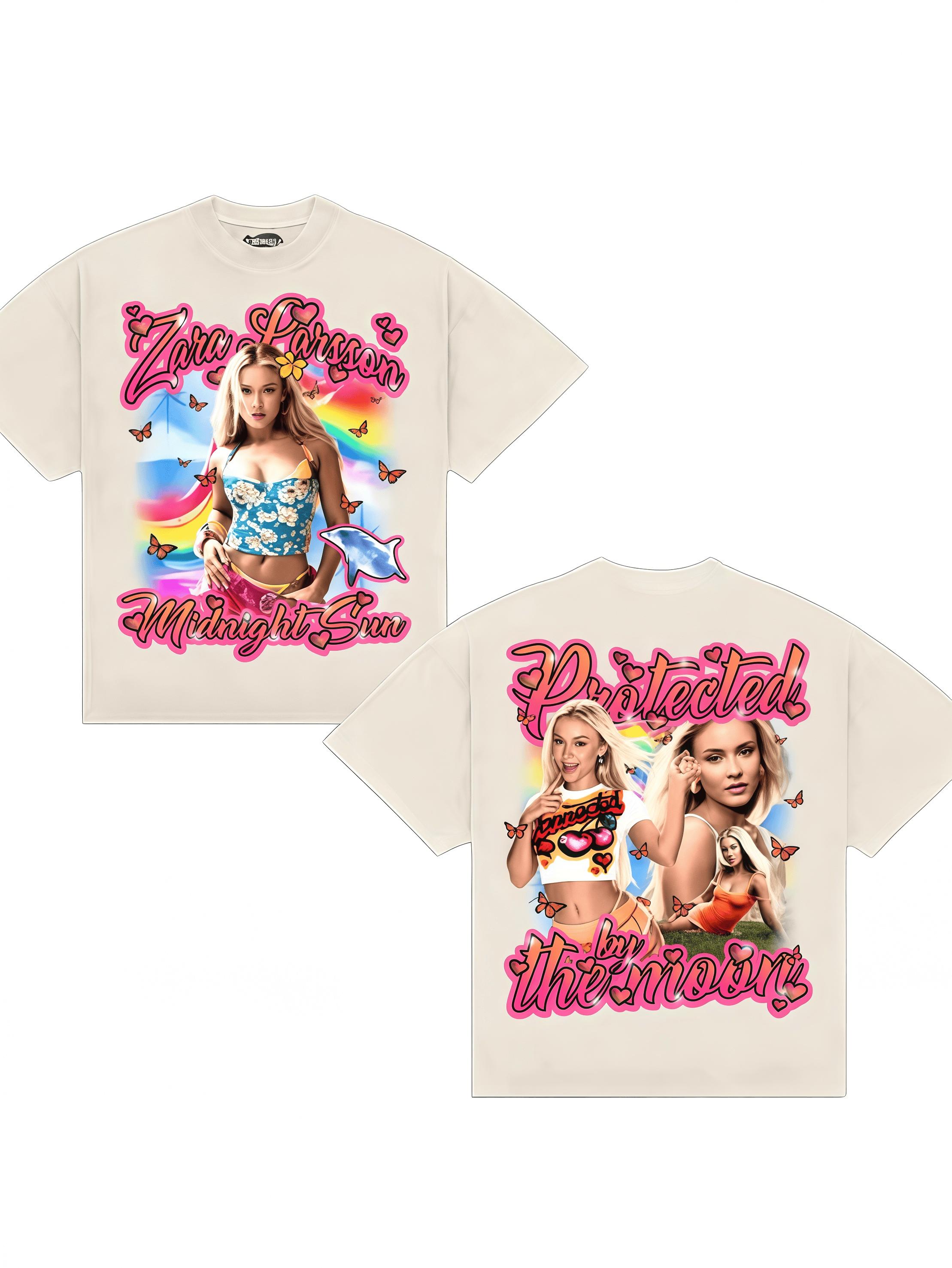 

Singer Zara Larsson Tee 2026 Summer New Midnight Sun Photo Tour Tee 100 Cotton High Quality Cartoon Print Round Neck Unisexs Tees XL