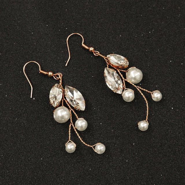 

Золотые свадебные аксессуары для волос ободки и серьги набор для невесты головные уборы стразы жемчуг свадебная повязка ручной работы