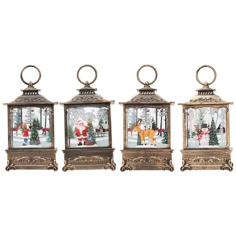 2024 Lighted Christmas Snow Globe Lantern Battery Operated LED Night Light with Hook Christmas Tree Ornaments Gift Ideas 1pc