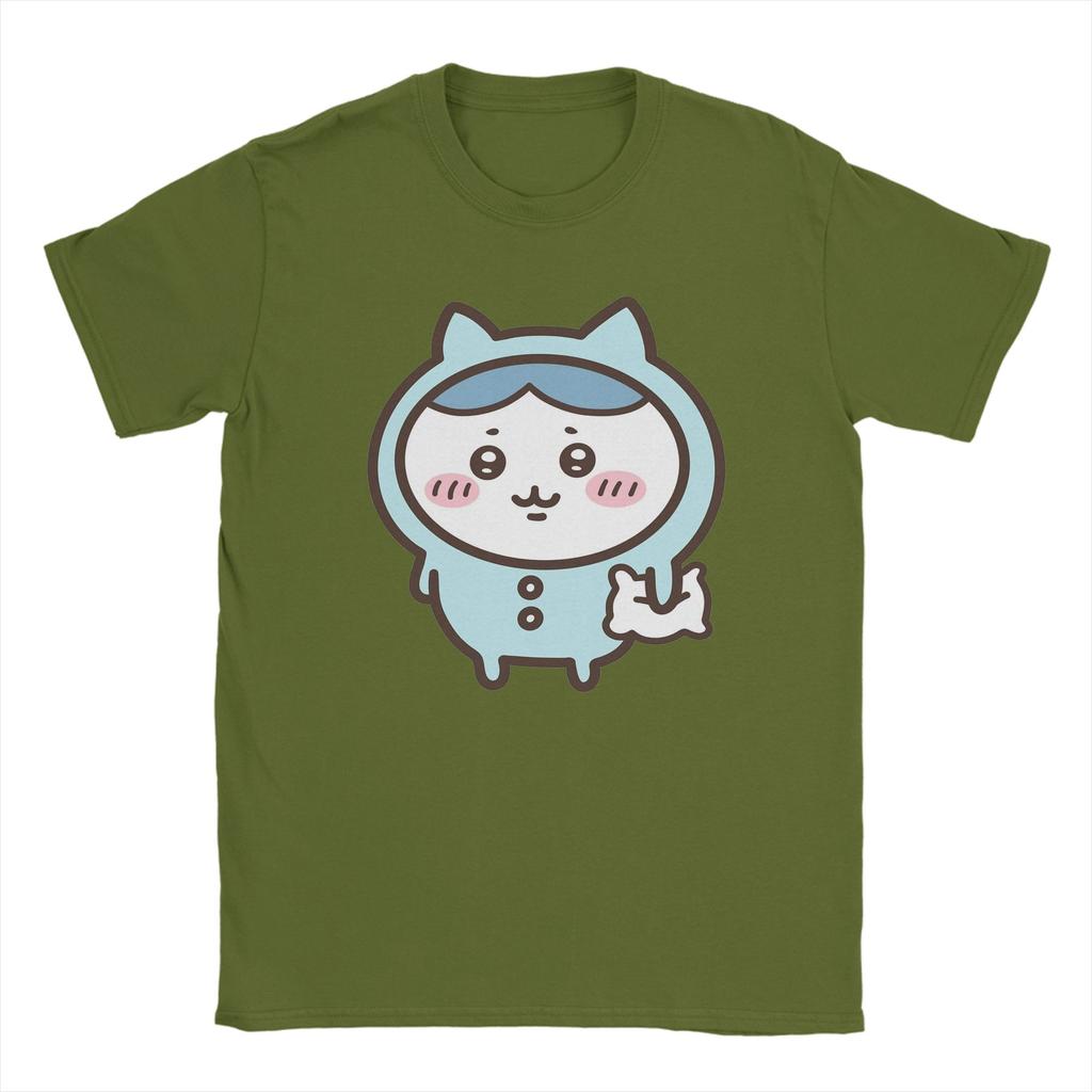 Hachiware In Blue Pajamas Chiikawas T Shirt Unisex 100 Cotton Tshirt Round Collar Tee Shirt Short Sleeve Clothing Printed