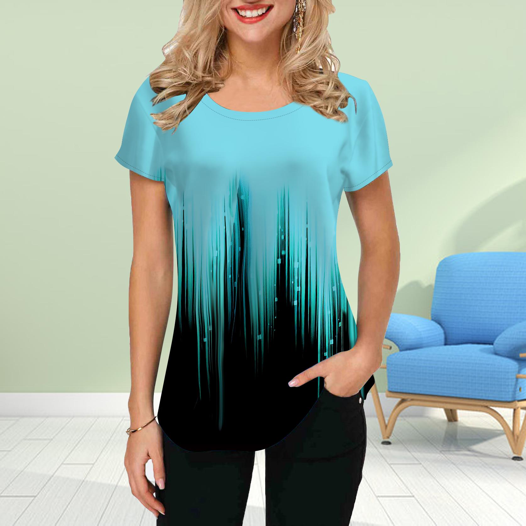 

Модная женская футболка с принтом Peak, забавная повседневная футболка с круглым вырезом и короткими рукавами, летняя женская футболка 8XL светло-синий