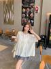 Women's Trendy White Puff Sleeve Lace Collar Casual Summer Top