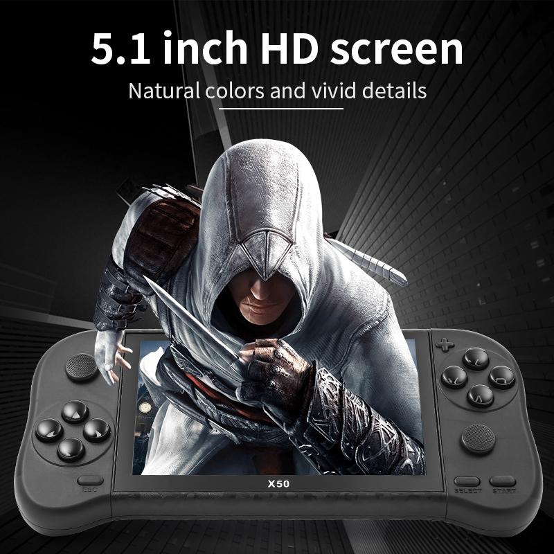 X50 Retro Video Game Console 5.1 Inch TFT Color Screen 4K HD 6000+ Game 64/32G Portable Handheld Arcade Electronic Gaming Player