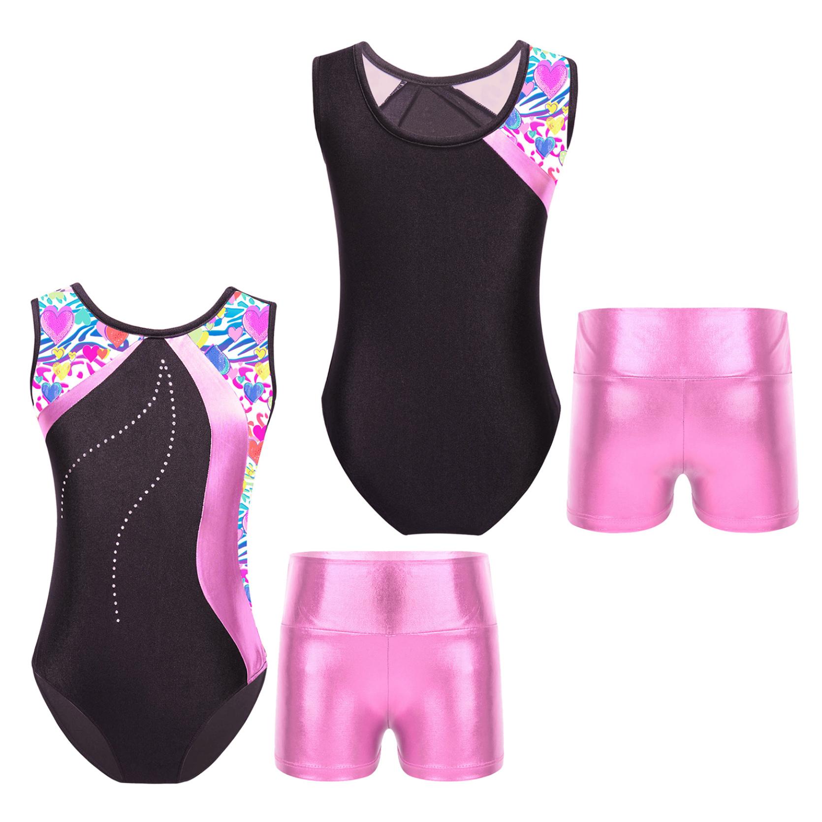 

Детский лоскутный купальник без рукавов для девочек с металлизированными шортами с высокой талией, комплекты для танцев, катания на коньках, гимнастический комбинезон 13-14 Years зебра