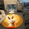 Contemporary Round Christmas Multicolor Rug Mat, Non-Slip Floor Mat for Office