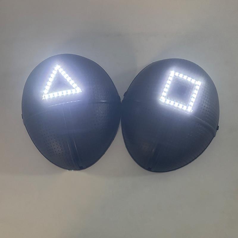 Led Light Up Mask Korean Cosplay Disguise Mask Square Circle Triangle Glowing Mask For Halloween Party Film Theme Neon Mask