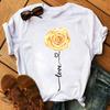 New Fashion Women Black T Shirt Friends Gift Flower Love Print Cute Tee Shirt Female Harajuku Tops Woman Short Sleeve T -Shirts