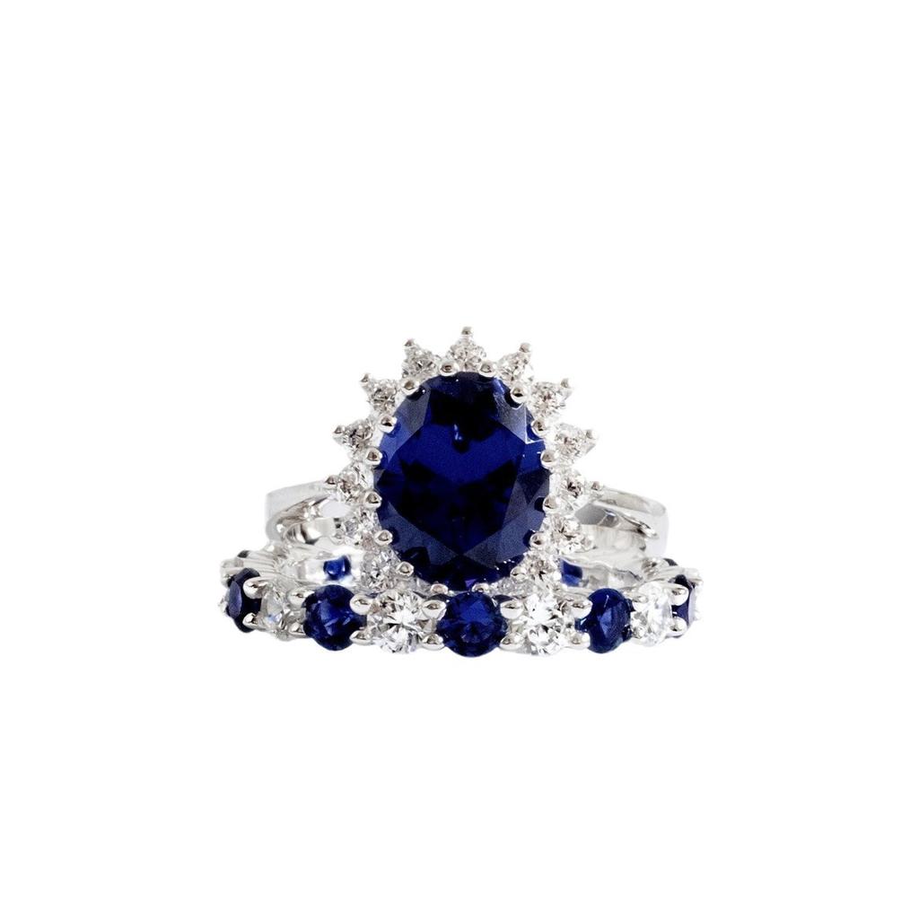 Sapphire Ring, Niche Ladies Ring Internet Celebrity Jewelry AVE