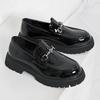 Fashion Teenagers Big Toe Shoes Black European Style Single Kick Business Fashion Loafers Thick Soled Leather Shoe Sizes 38-46 Men Shoes