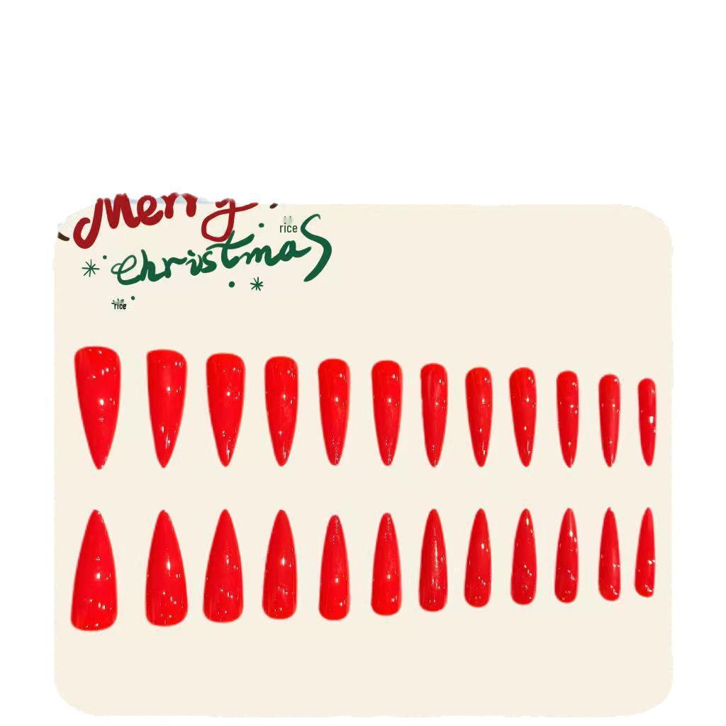 24pcs Long Red Stiletto Nails - Autumn/Winter Collection, High-Grade and Simple Design