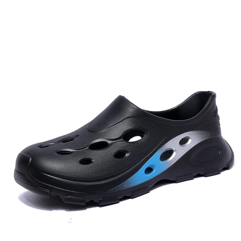 

Летние сандалии с закрытым носком и перфорацией, нескользящие, на мягкой подошве, мужские, легкие, на толстой подошве, садовые, повседневные, противоскользящие, из ЭВА, плоские 40-41 чёрный