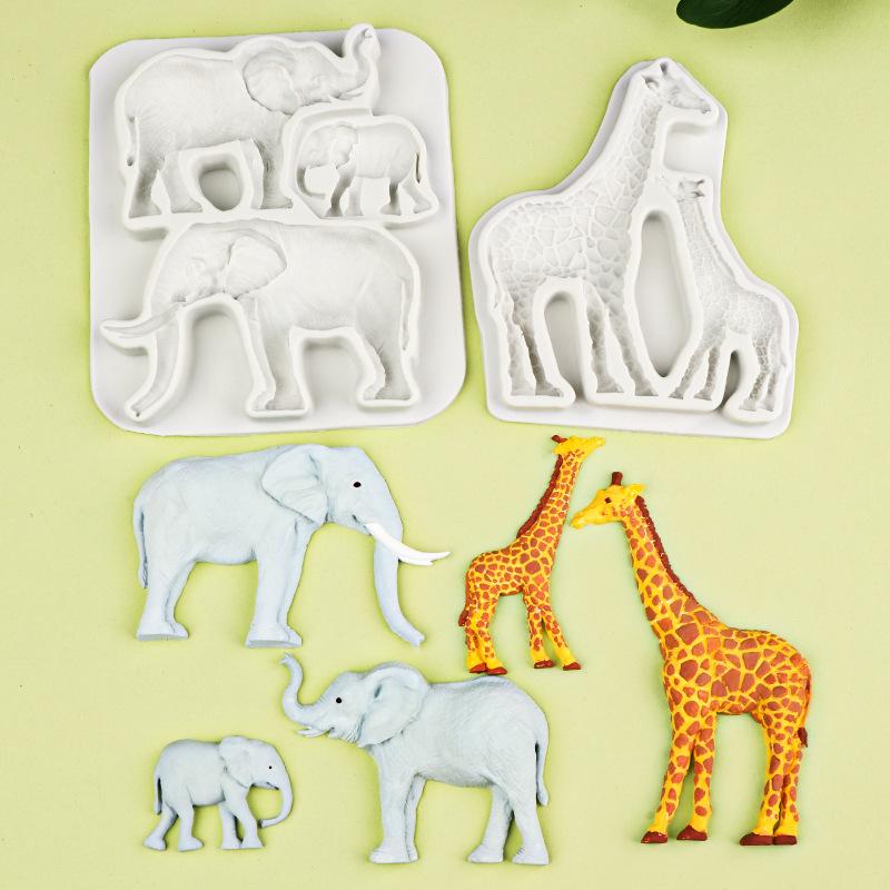 3D Jungle Animals Giraffe/Lion/Elephant Silicone Mold Fondant Chocolate Mould Cake Decorating Tools DIY Clay Bakeware Model