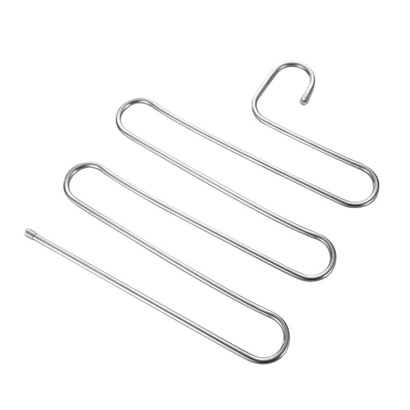Stainless Steel S-Shaped Multi-Layer Folding Pants Hanger - Non-Slip, No-Trace Storage Solution for Home and Dormitory.