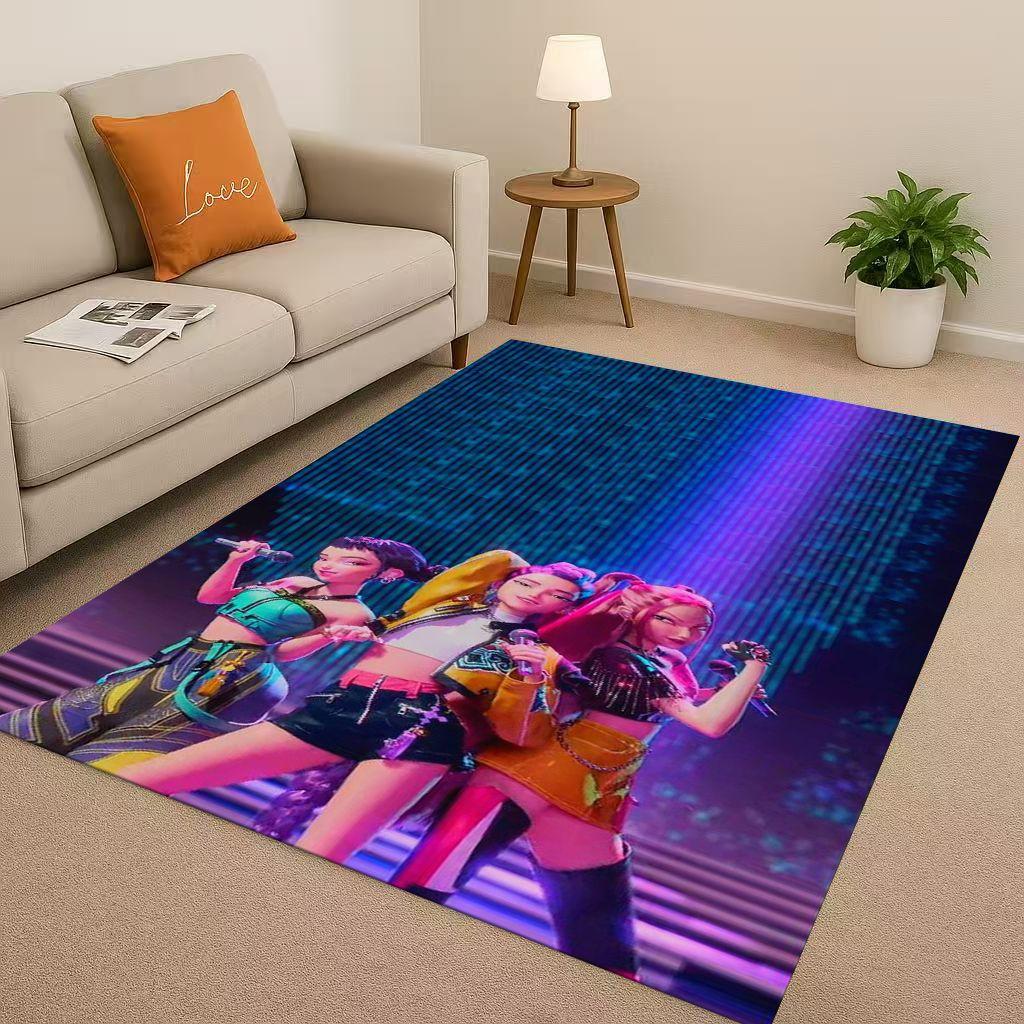 2026 New Cartoon Kpop Demon Hunters Zoey Rumi Mira Living Room Non-Slip Area Rug Carpet for Bedroom Playroom Sofa,Home Doormat