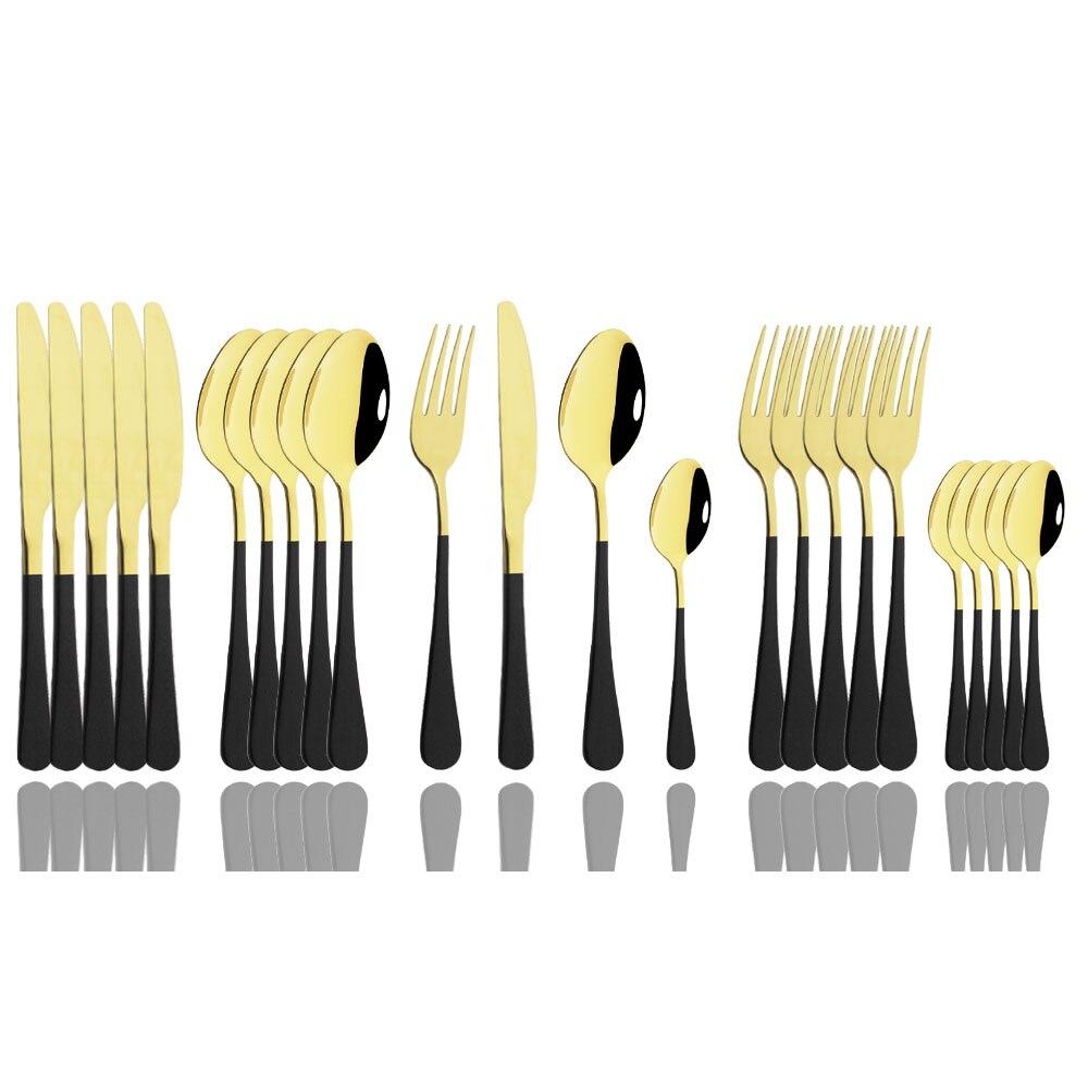 24Pcs Mirror Polished Blue Cutlery Set Stainless Steel Dinnerware Set Knife Fork Coffee Spoon Tableware Set Kitchen Dinner Silverware Set