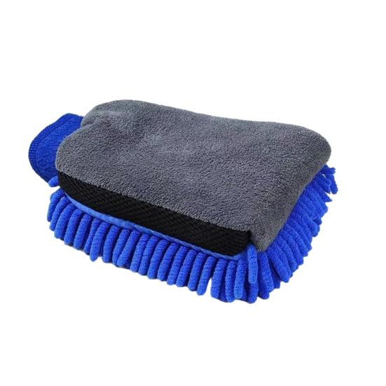 1 Stück Chenille-Auto-Waschhandschuh, dicker Plüsch, doppelseitiger Mikrofaserhandschuh für kratzfreie Reinigung, wasserdichtes Handpolster für Autodetailing