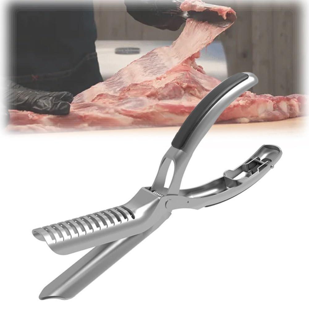 Neuer Edelstahl Rippchen Prep Pro Bogenklemme Rutschfest BBQ Rippchen Skinner Langlebig Tragbar Rippchen Entsehner Werkzeug BBQ Zubehör