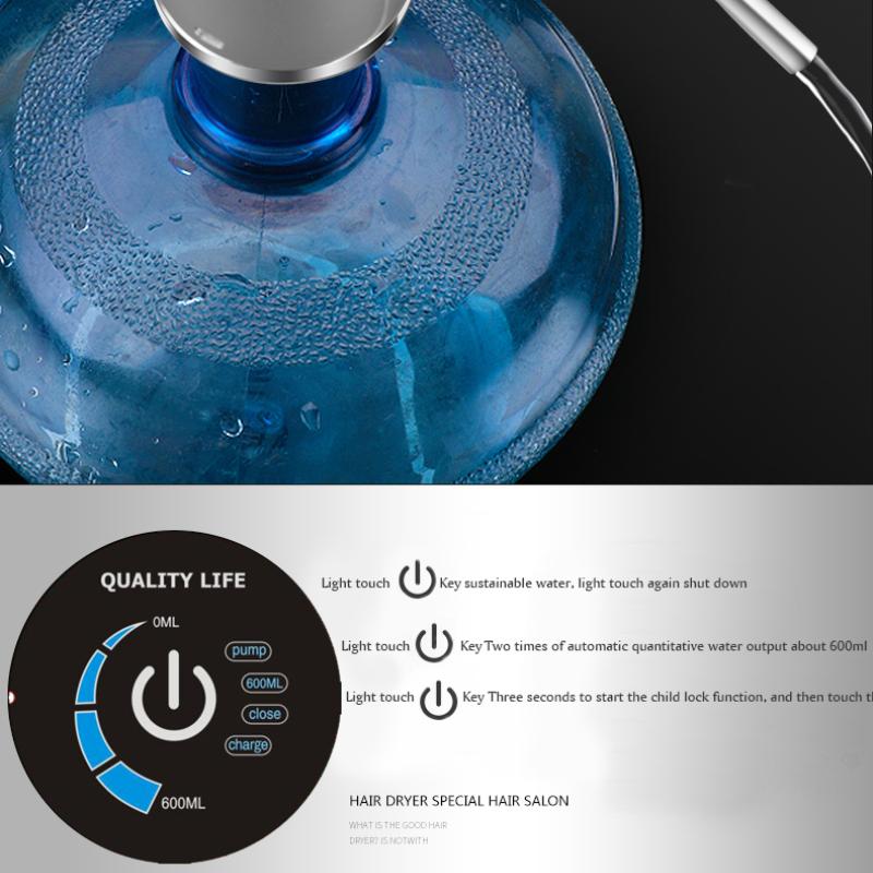 Electric Water Bottle Pump USB Charging Automatic Water Dispenser Pump Wireless Household