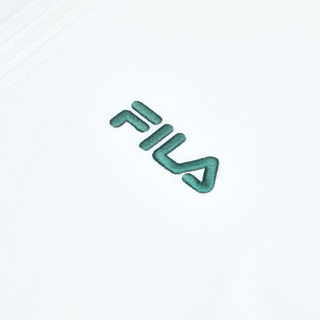 Fila Logo Solid Color Minimalist Tennis Fashion Stand Collar Casual Short Sleeve Dress Women Dresses White F11W339307F-WT