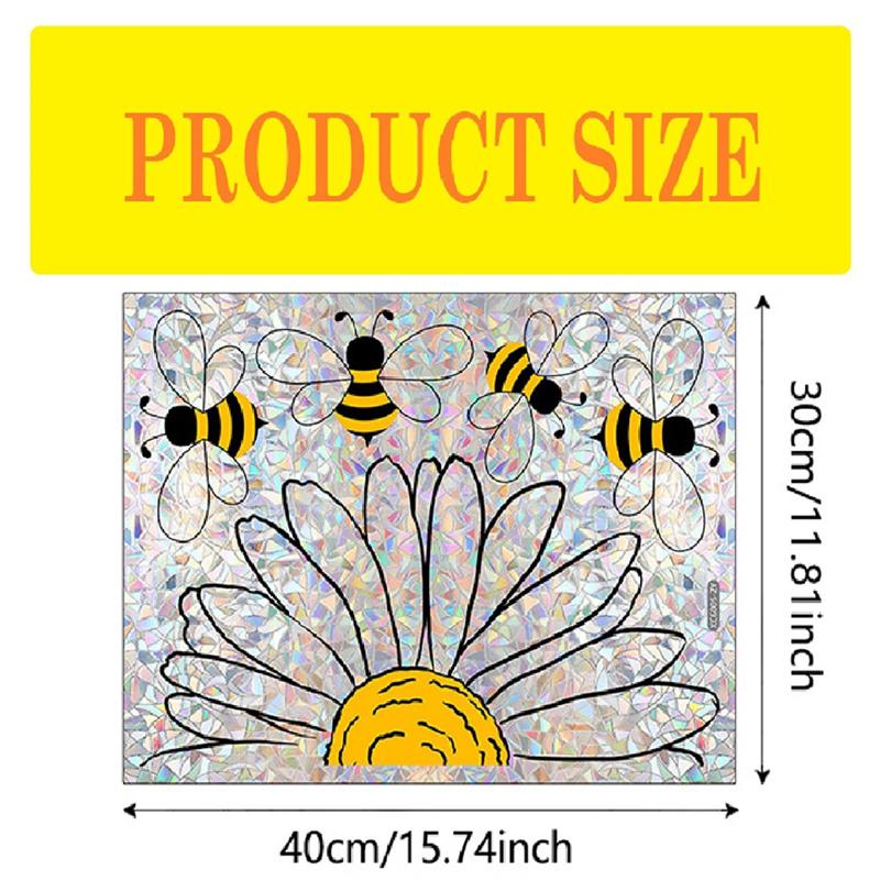 M-Modern-Entzückender Bienenstil Glasaufkleber, Bienen Fensteraufkleber- Sonnenblumen Buntglas Fensteraufkleber, Sonnenblumen Fensteraufkleber