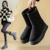 Thick-soled snow boots winter velvet thickened large cotton shoes medium tube casual soft-soled short boots