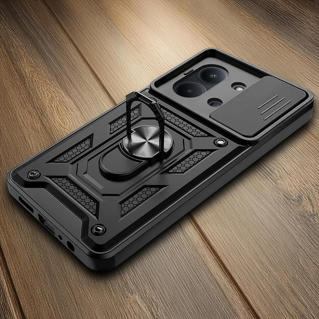 Armored Case BLACK SLIDE for Xiaomi Redmi 15C 5G REINFORCED + 2x 9H Glass
