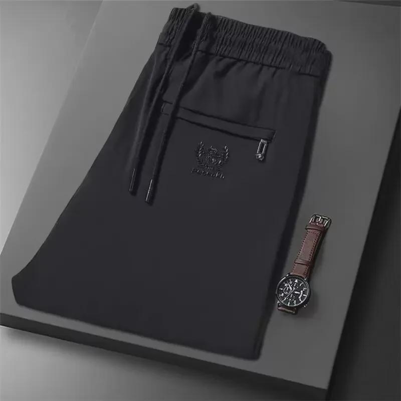 

Мужские ультратонкие быстросохнущие дышащие облегающие спортивные и повседневные брюки Ice Silk M чёрный