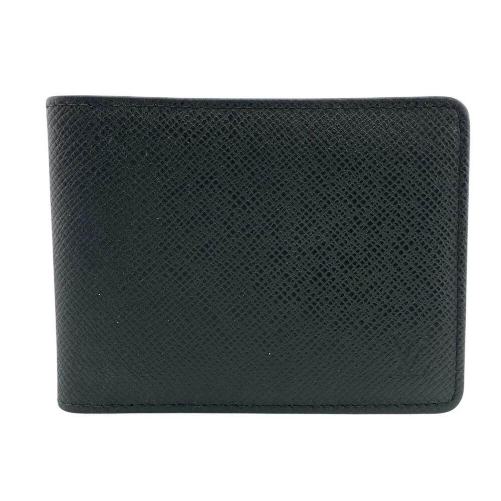 Louis Vuitton M30531 Отделение для купюр Кожа Taiga Портмоне Multipull Складной кошелек Кожа Noir мужской Б/у