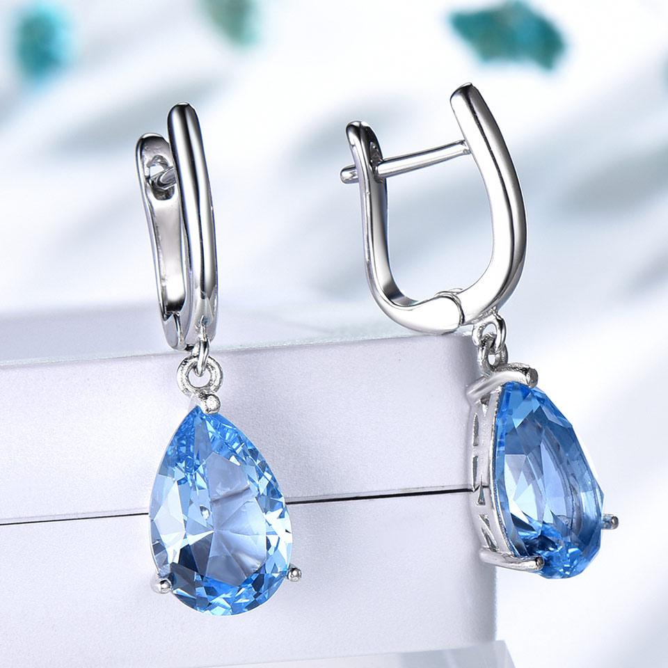 Simple Elegant Teardrop White Cubic Zirconia Dangle Earrings for Women Luxury Bridal Wedding Jewelry