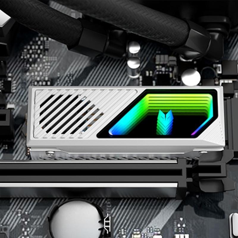 M.2 2280 Solid Disk Heatsink Aluminum Heat Dissipation With ARGB Fan and Metal Thermal Pad For Hard Disk Heat Sink