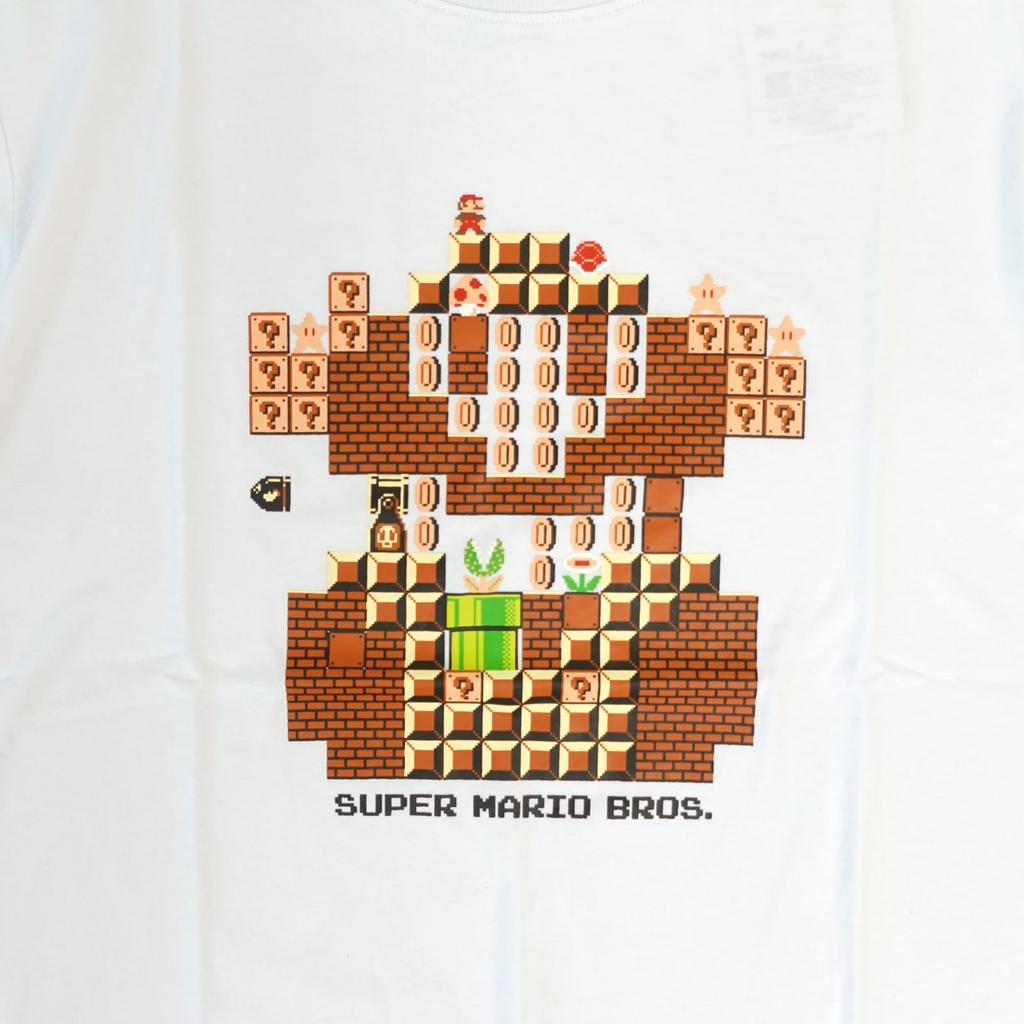 FinePlus Short Sleeve Super Mario Bros. Mario Pixel Mario Maker Retro Character T-Shirt