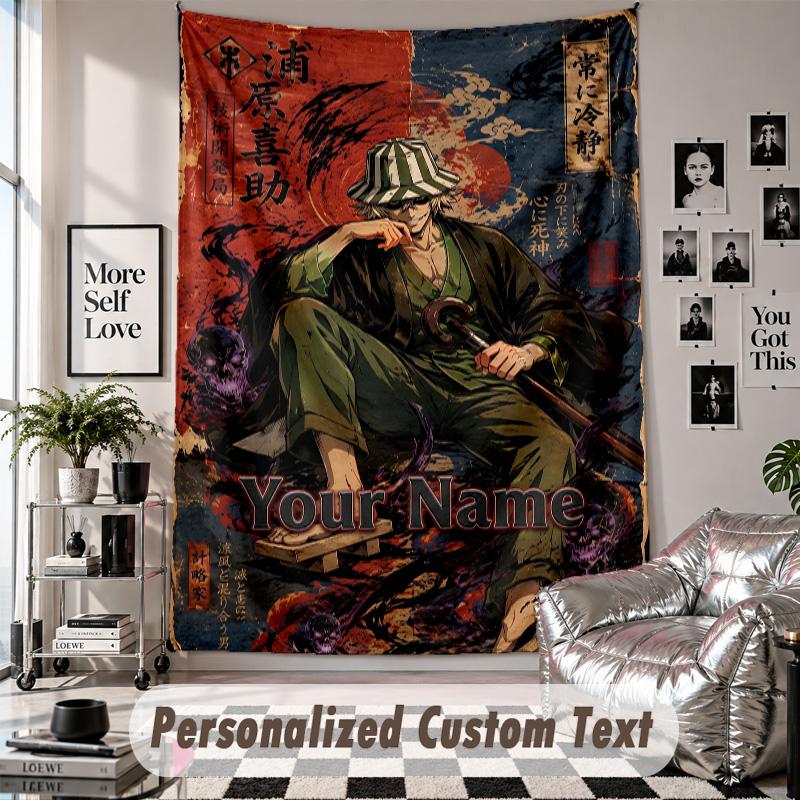 Custom Tapestry Wall Hanging, Bleach anime Personalized Name Text Home Wall Decor