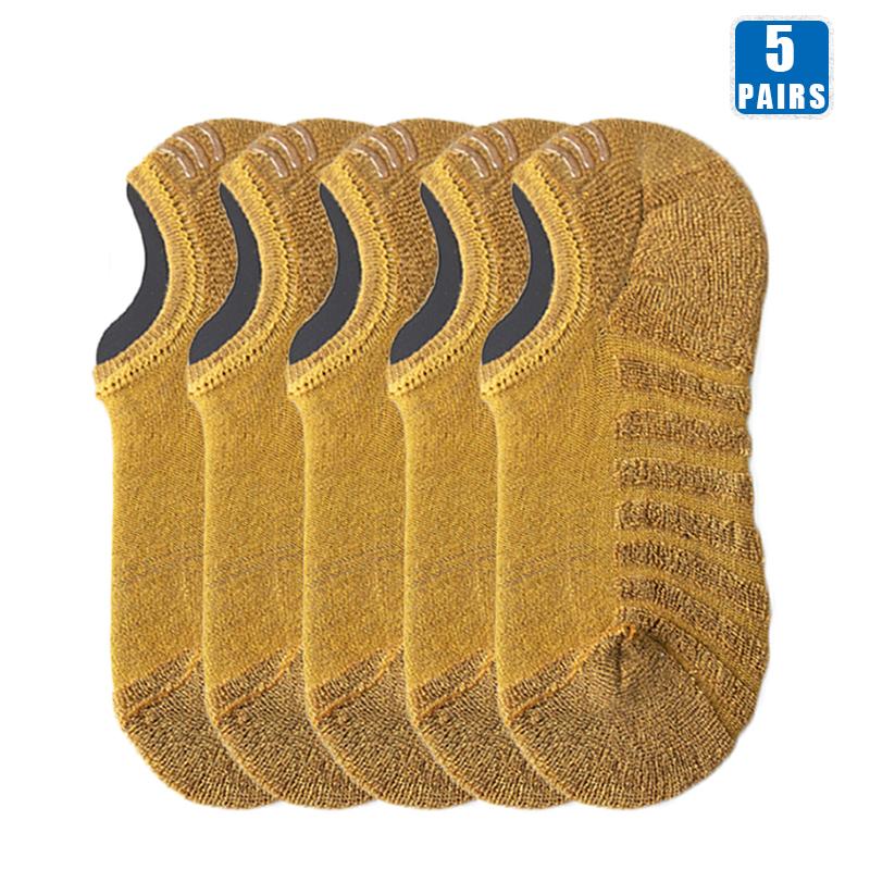 5 Pairs Short Men Socks High Quality Low-Cut Crew Ankle Non-Slip Cotton Soft Breathable Summer Autumn Solid Color Sock for Male
