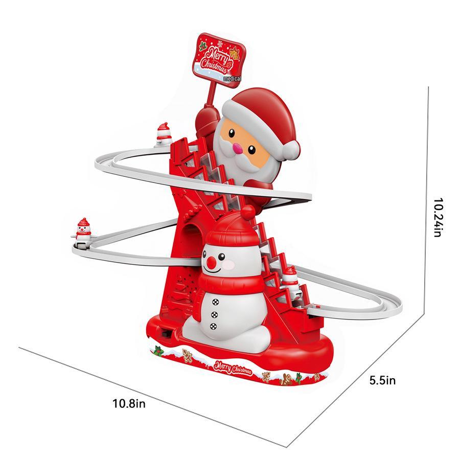 Electric Track Stair Climbing Santa Light and Music Toy for Kids