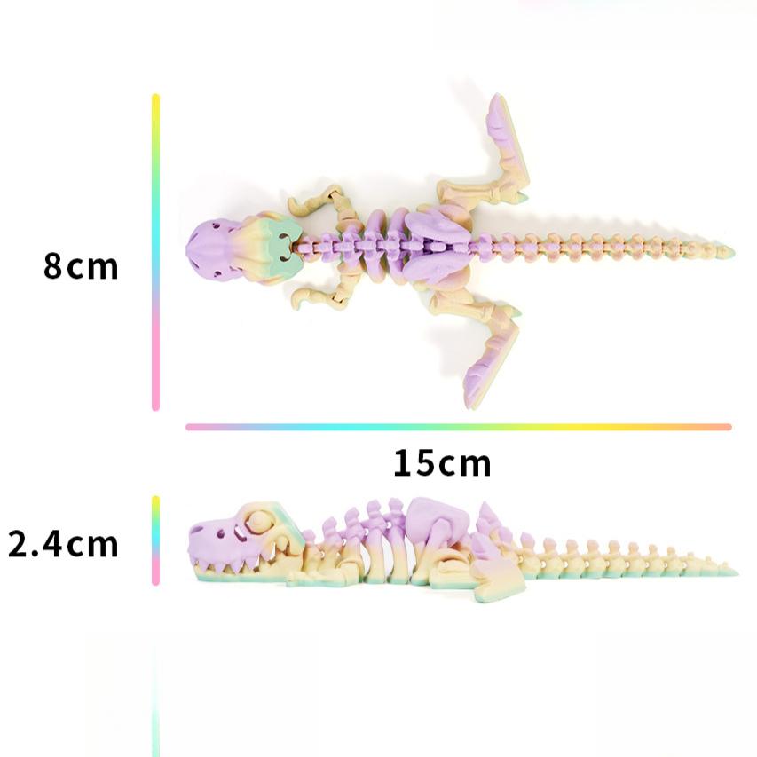 3D Printed Dragon Funny Crafts Model Decoration Fidget Toy Rotatable Tyrannosaurus Rex Skeleton Dinosaur Gift for Kids Birthdays