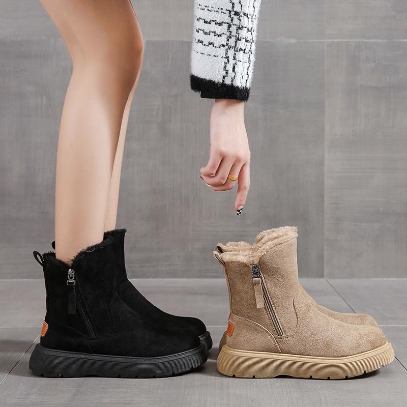 Fashion Non Slip With Zipper Woman Shoes Korean Style Ankle Soft Winter 2025 Novelty Large Size Warm Footwear Sale Snow Boots for Women