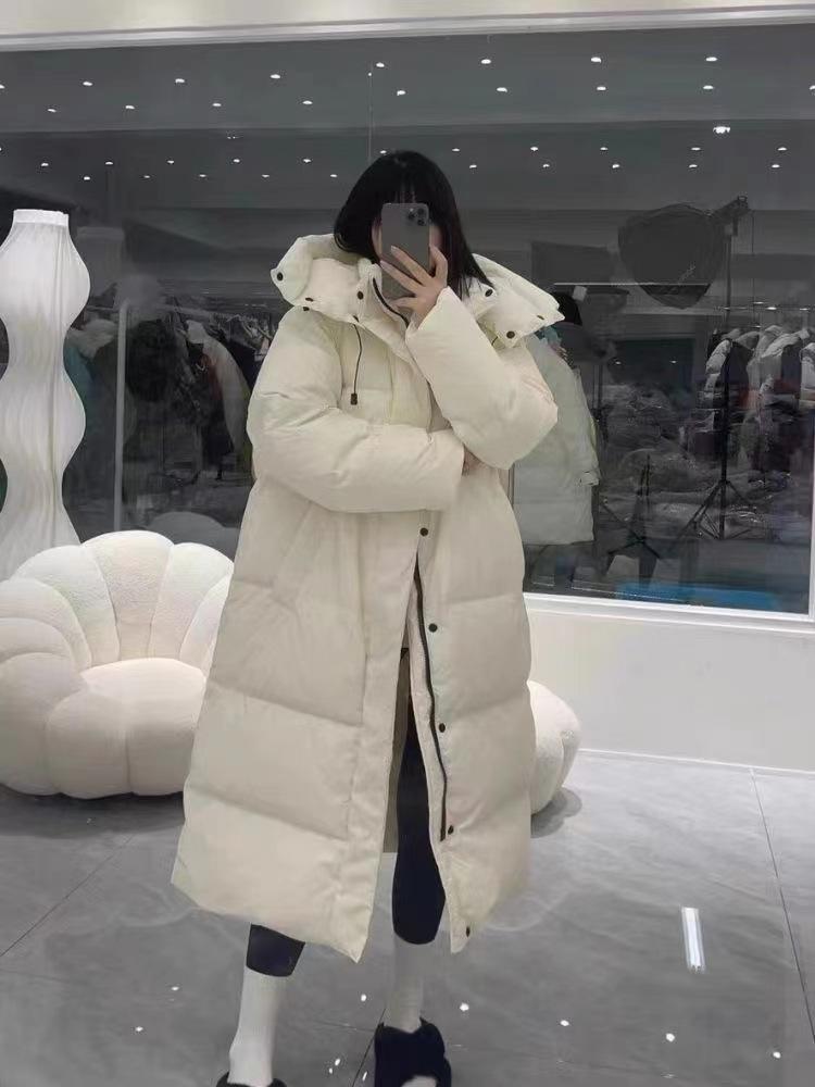 

Winter new Korean version of medium and long knee-length cotton-padded clothes women s hooded thickened warm jacket XL