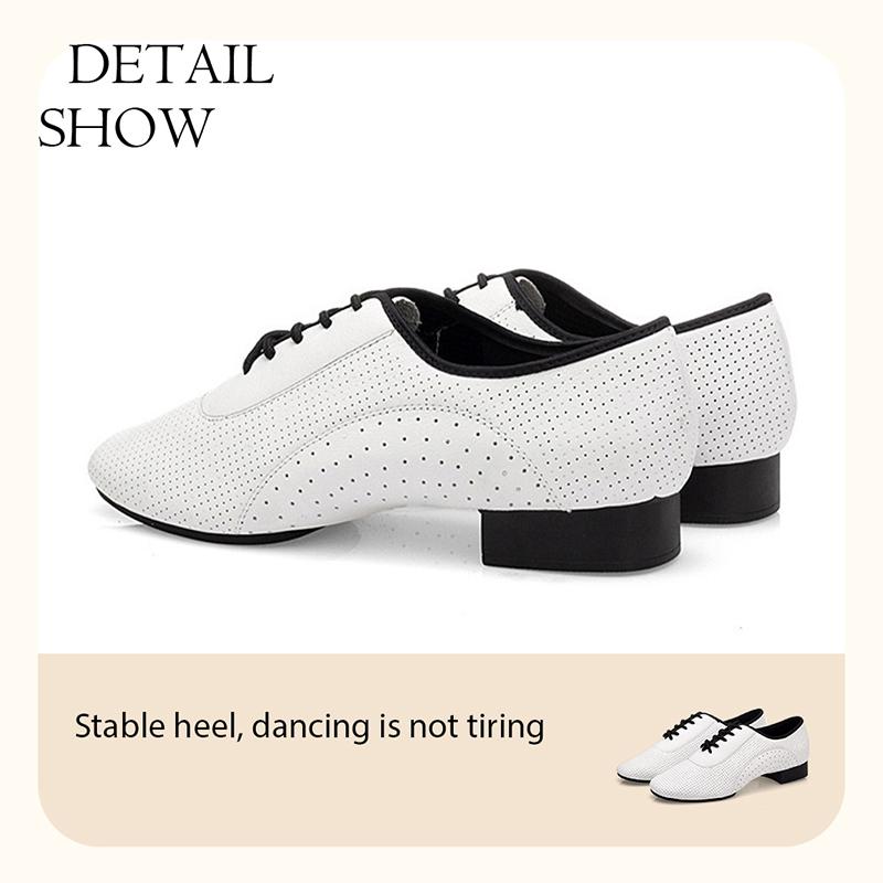 Chaussures de Danse Latine Standard International pour Homme en Cuir Véritable Danse Ethnique Salsa Jazz Danse Moderne Chaussures Décontractées en Cuir pour Homme Hauteur de Talon 2,5CM