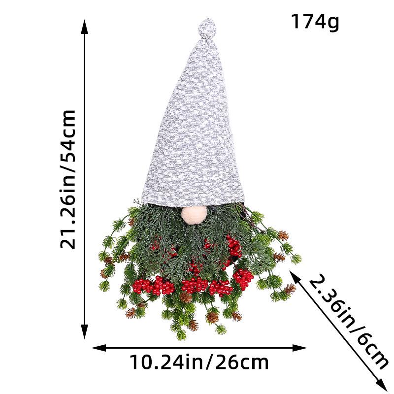 Red Berry Christmas Wreath Hat Inverted Tree Faceless Old Man Door Hanger Decoration