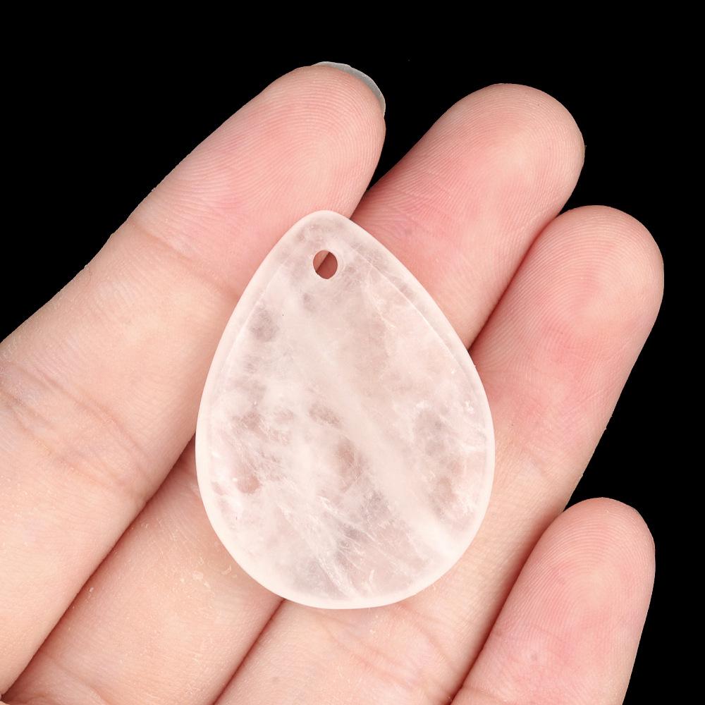 Natural Agate & Amethyst Crystal Pendant - Rose Quartz Water Drop, 25x33mm DIY Jewelry Charm